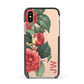 Vintage Personalised Flowers Apple iPhone Xs Impact Case Black Edge on Gold Phone