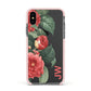 Vintage Personalised Flowers Apple iPhone Xs Impact Case Pink Edge on Black Phone