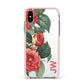 Vintage Personalised Flowers Apple iPhone Xs Impact Case Pink Edge on Silver Phone