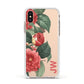 Vintage Personalised Flowers Apple iPhone Xs Impact Case White Edge on Gold Phone