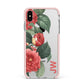 Vintage Personalised Flowers Apple iPhone Xs Max Impact Case Pink Edge on Silver Phone