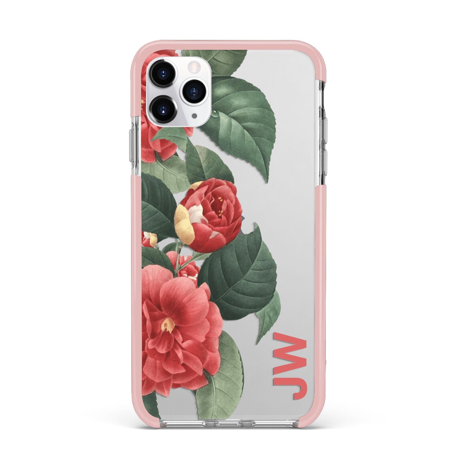 Vintage Personalised Flowers iPhone 11 Pro Max Impact Pink Edge Case