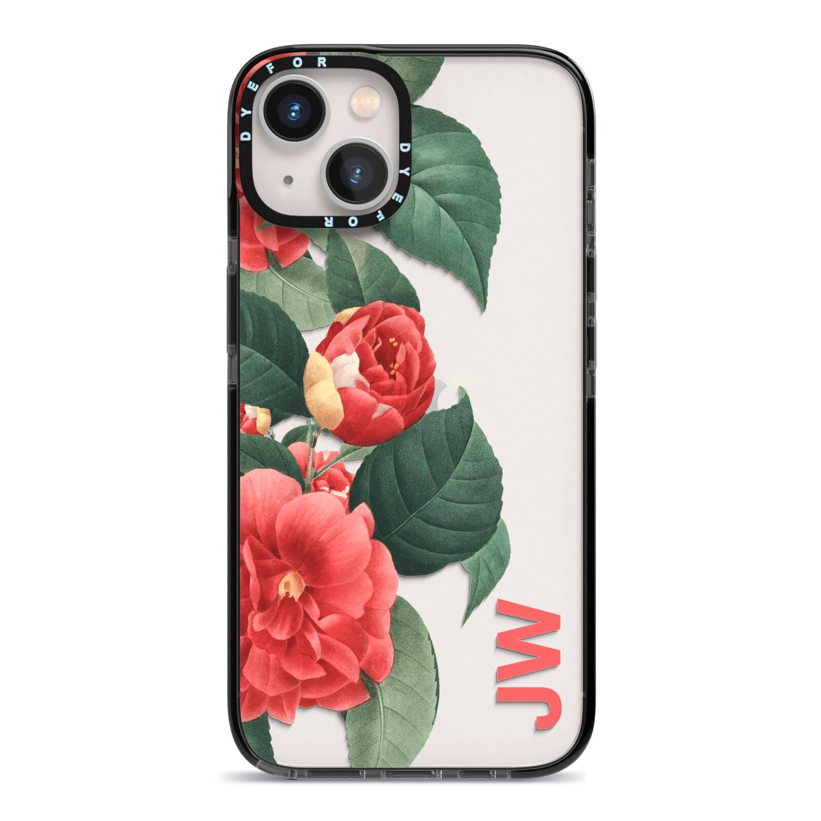 Vintage Personalised Flowers iPhone 13 Black Impact Case on Silver phone