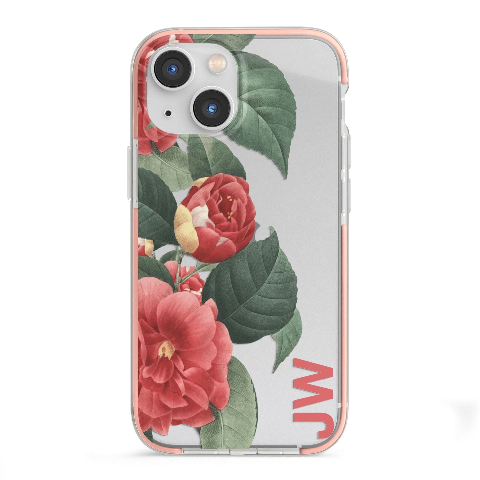 Vintage Personalised Flowers iPhone 13 Mini TPU Impact Case with Pink Edges