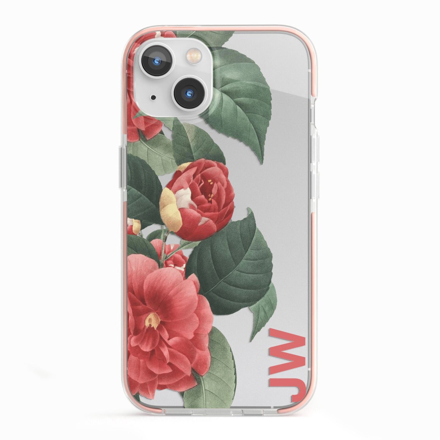 Vintage Personalised Flowers iPhone 13 TPU Impact Case with Pink Edges