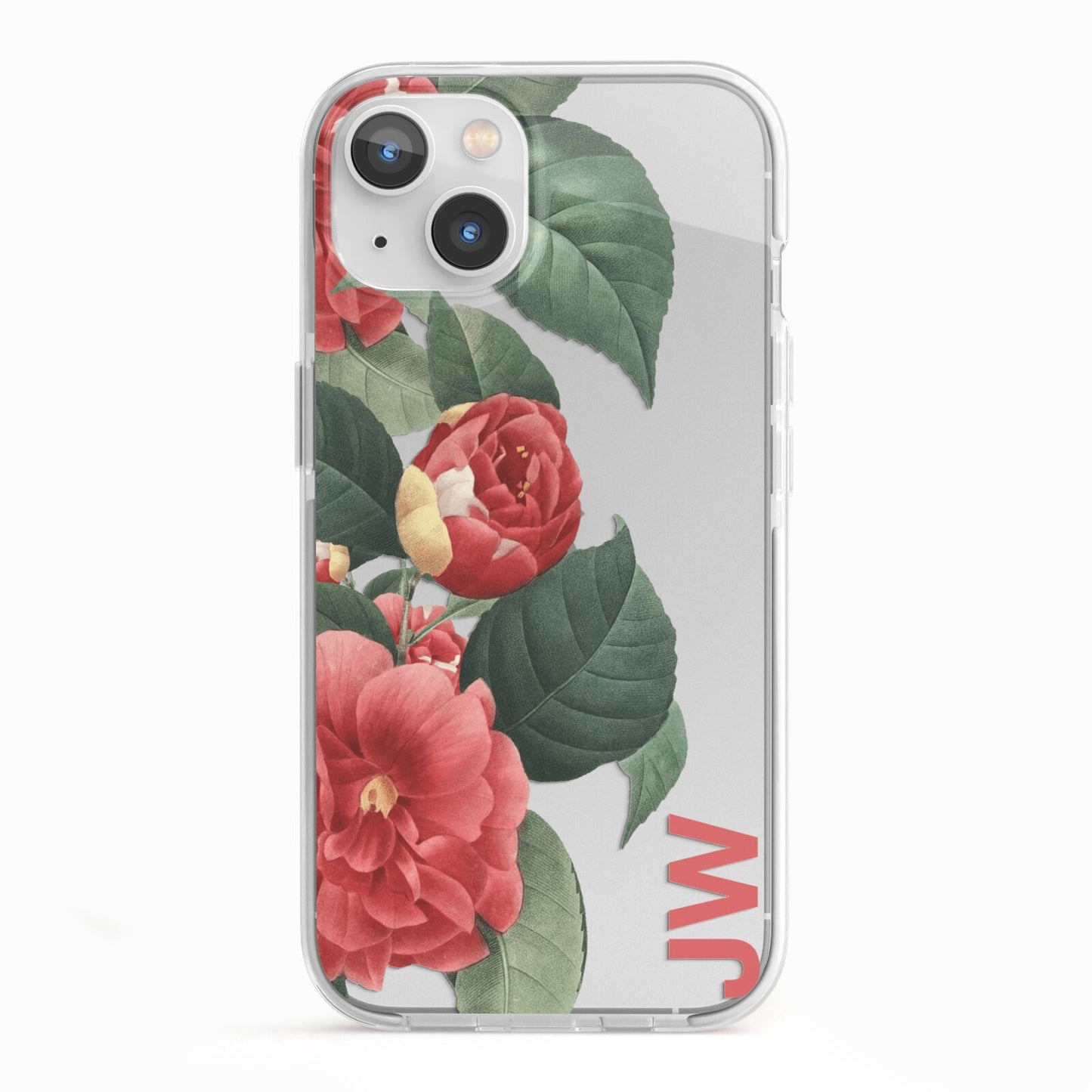 Vintage Personalised Flowers iPhone 13 TPU Impact Case with White Edges