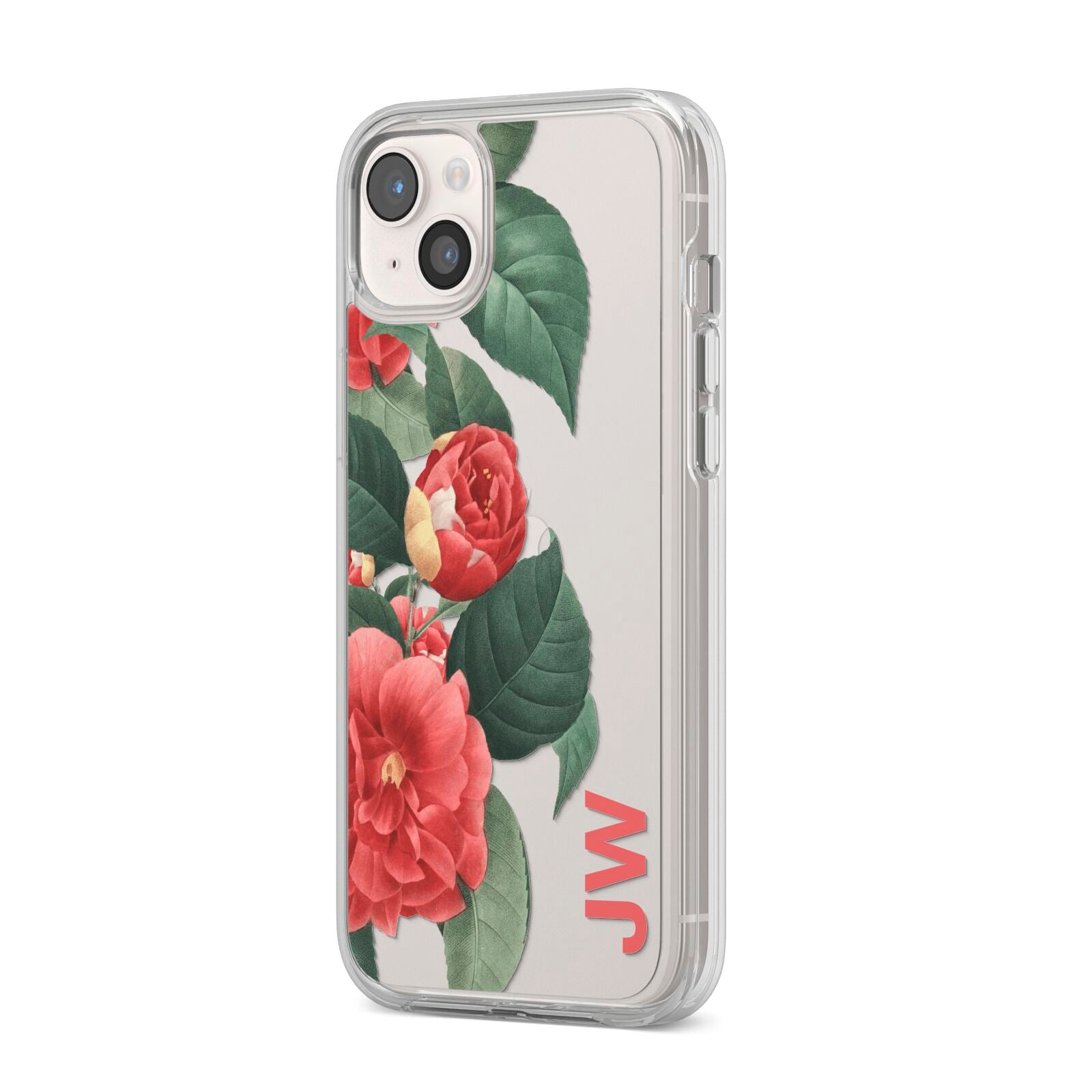 Vintage Personalised Flowers iPhone 14 Plus Clear Tough Case Starlight Angled Image