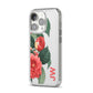 Vintage Personalised Flowers iPhone 14 Pro Clear Tough Case Silver Angled Image