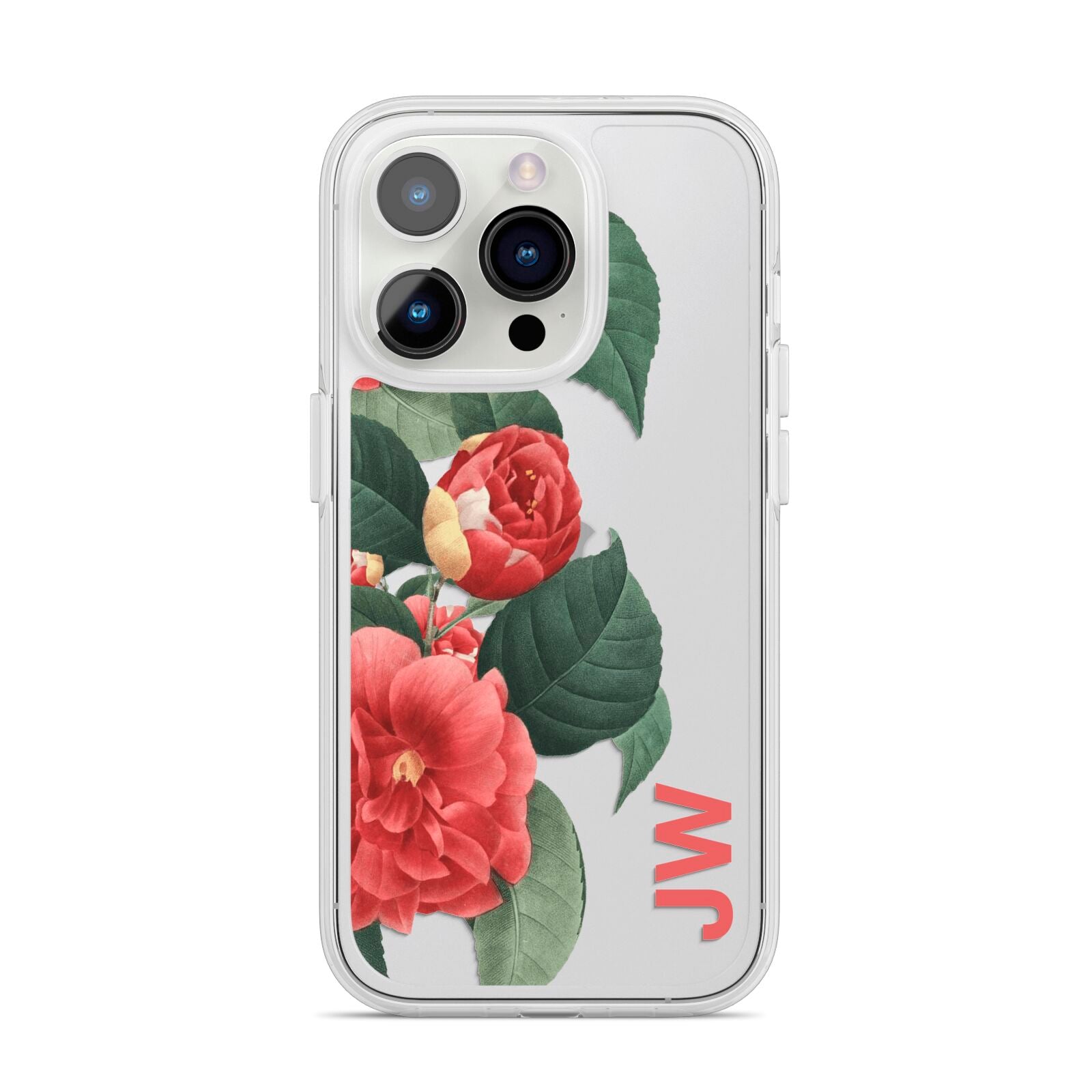 Vintage Personalised Flowers iPhone 14 Pro Clear Tough Case Silver