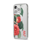 Vintage Personalised Flowers iPhone 14 Pro Max Clear Tough Case Silver Angled Image