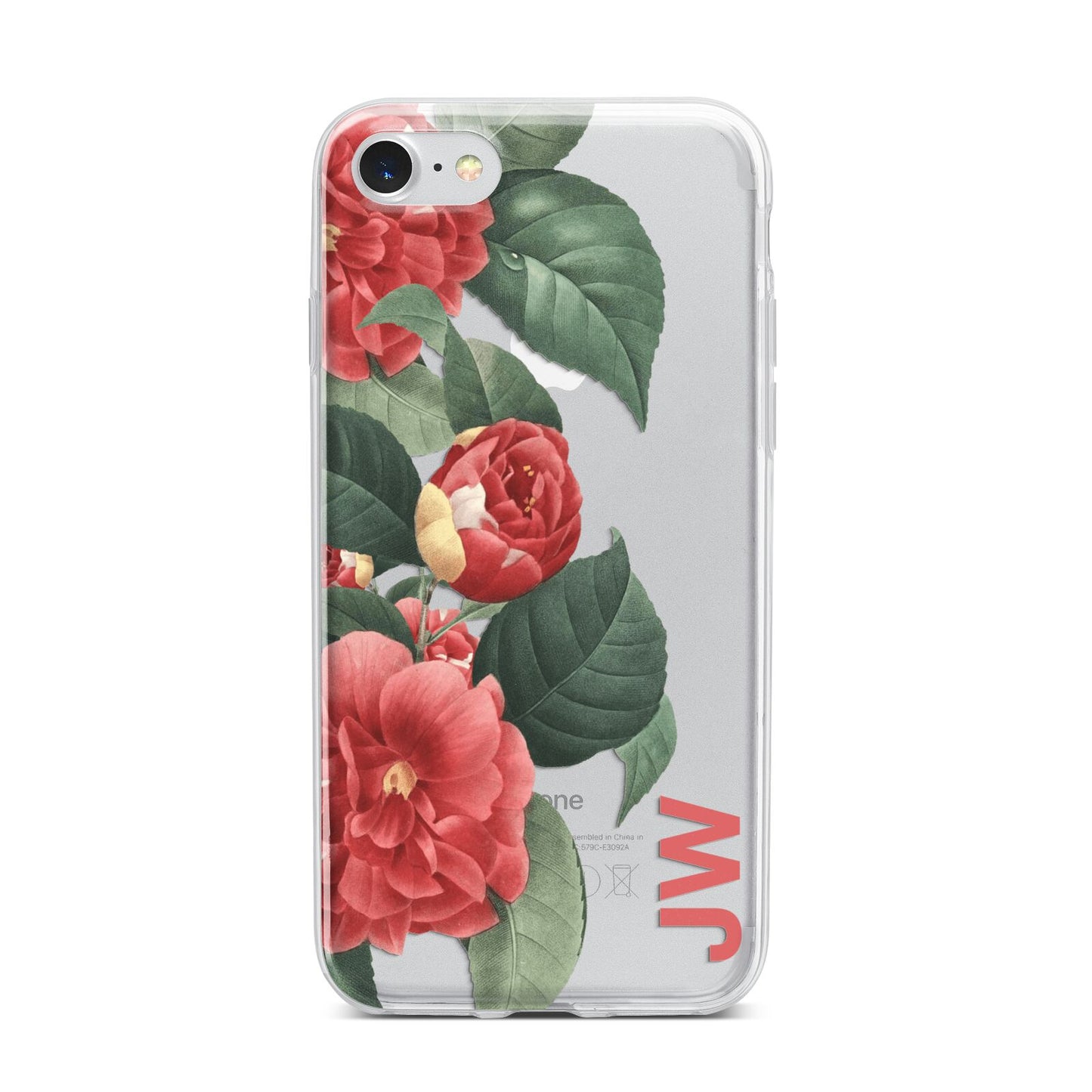 Vintage Personalised Flowers iPhone 7 Bumper Case on Silver iPhone