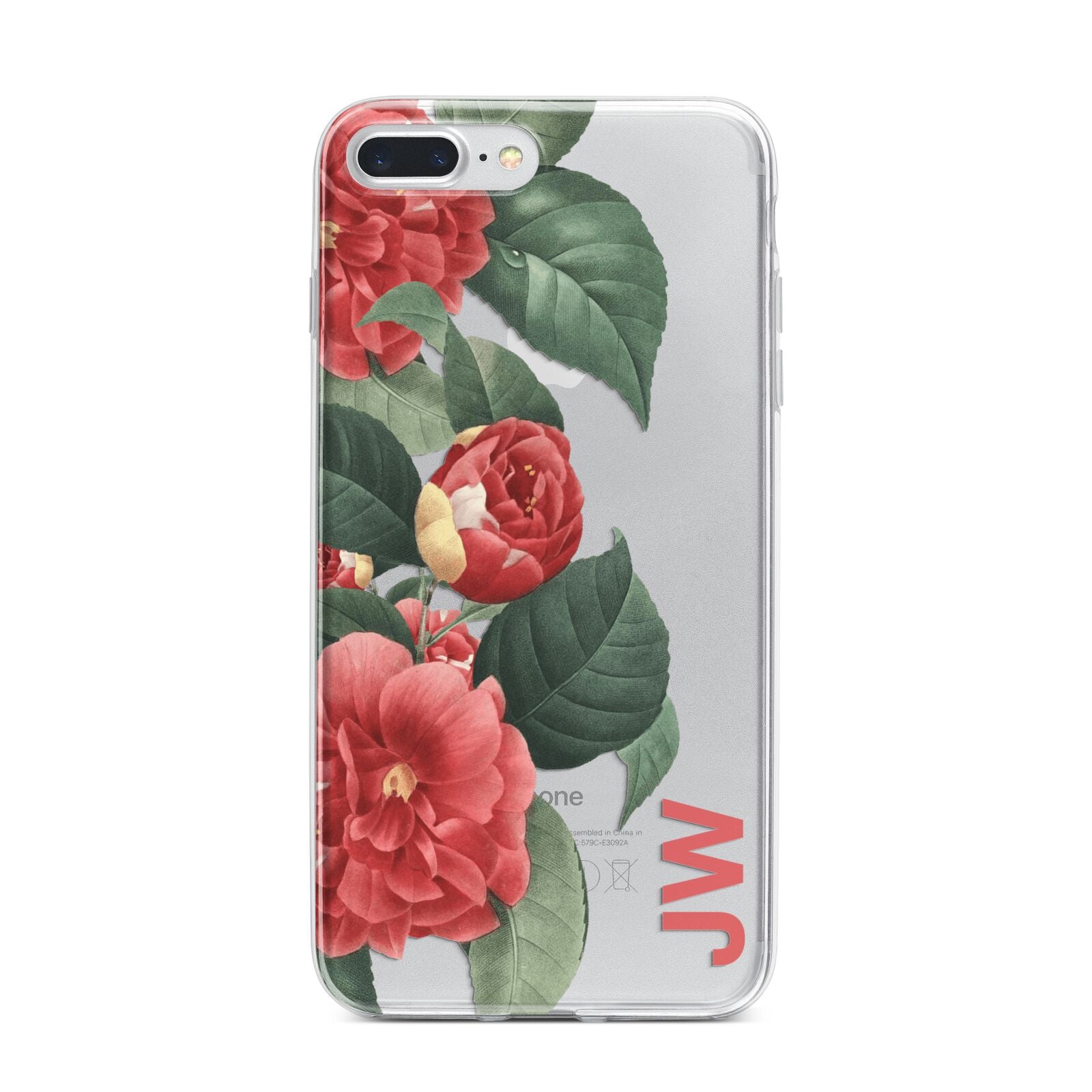 Vintage Personalised Flowers iPhone 7 Plus Bumper Case on Silver iPhone