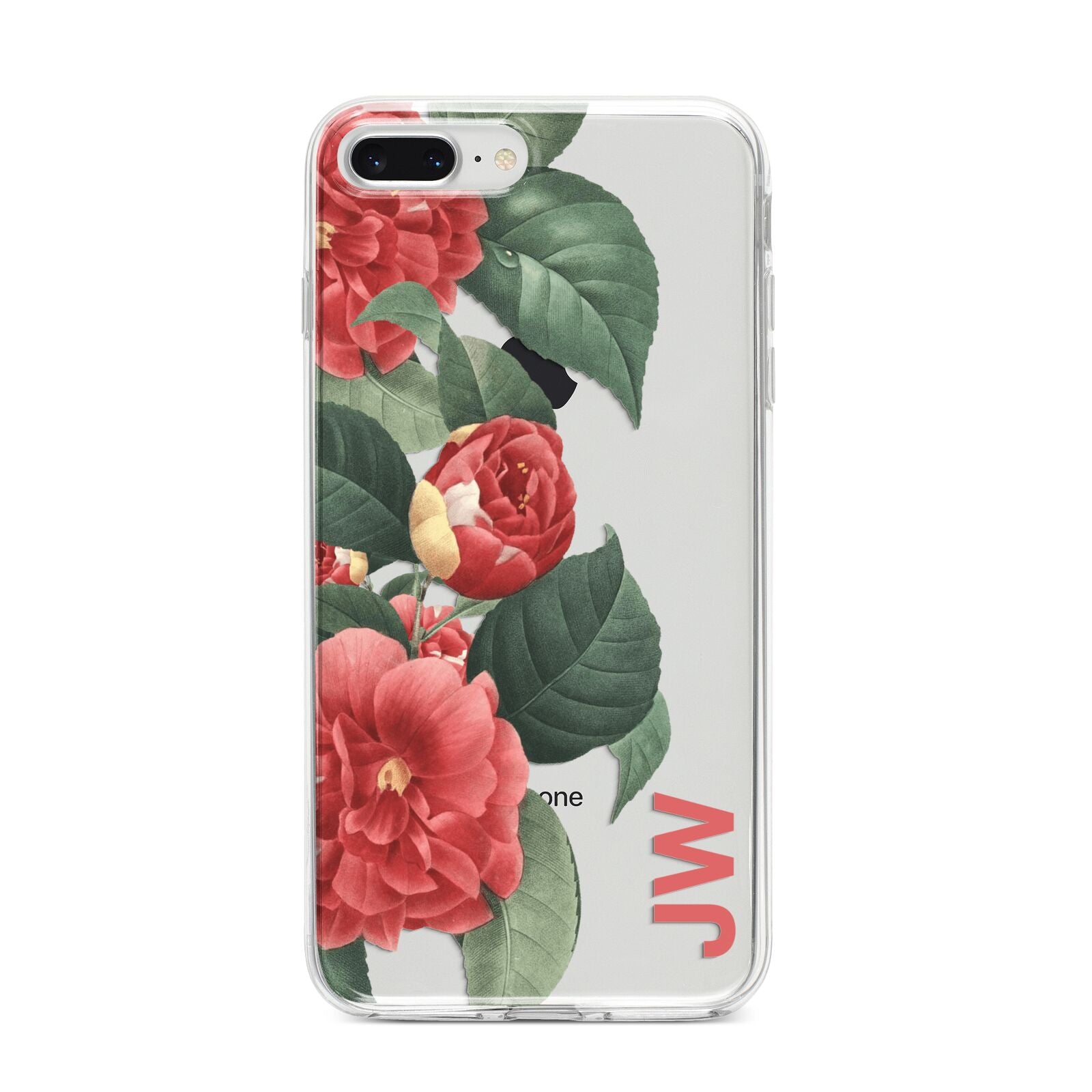 Vintage Personalised Flowers iPhone 8 Plus Bumper Case on Silver iPhone