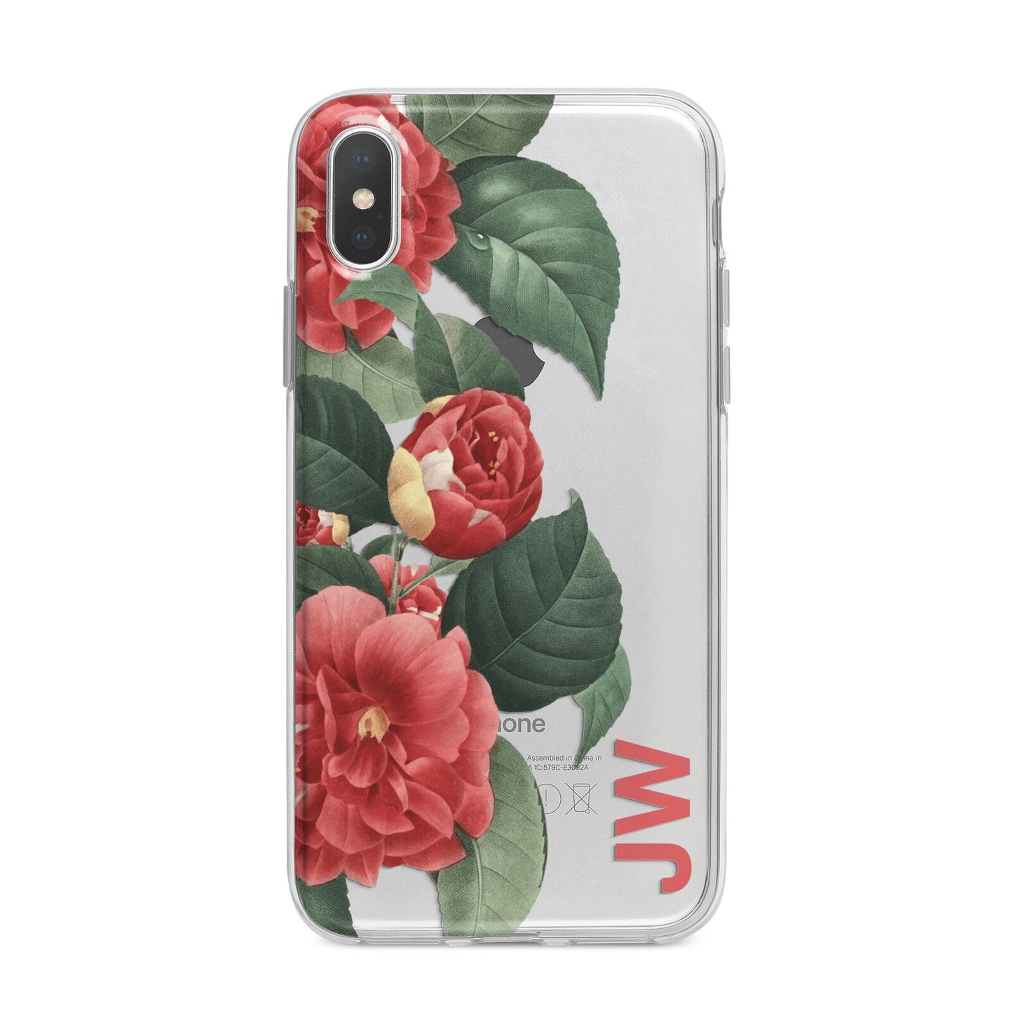 Vintage Personalised Flowers iPhone X Bumper Case on Silver iPhone Alternative Image 1