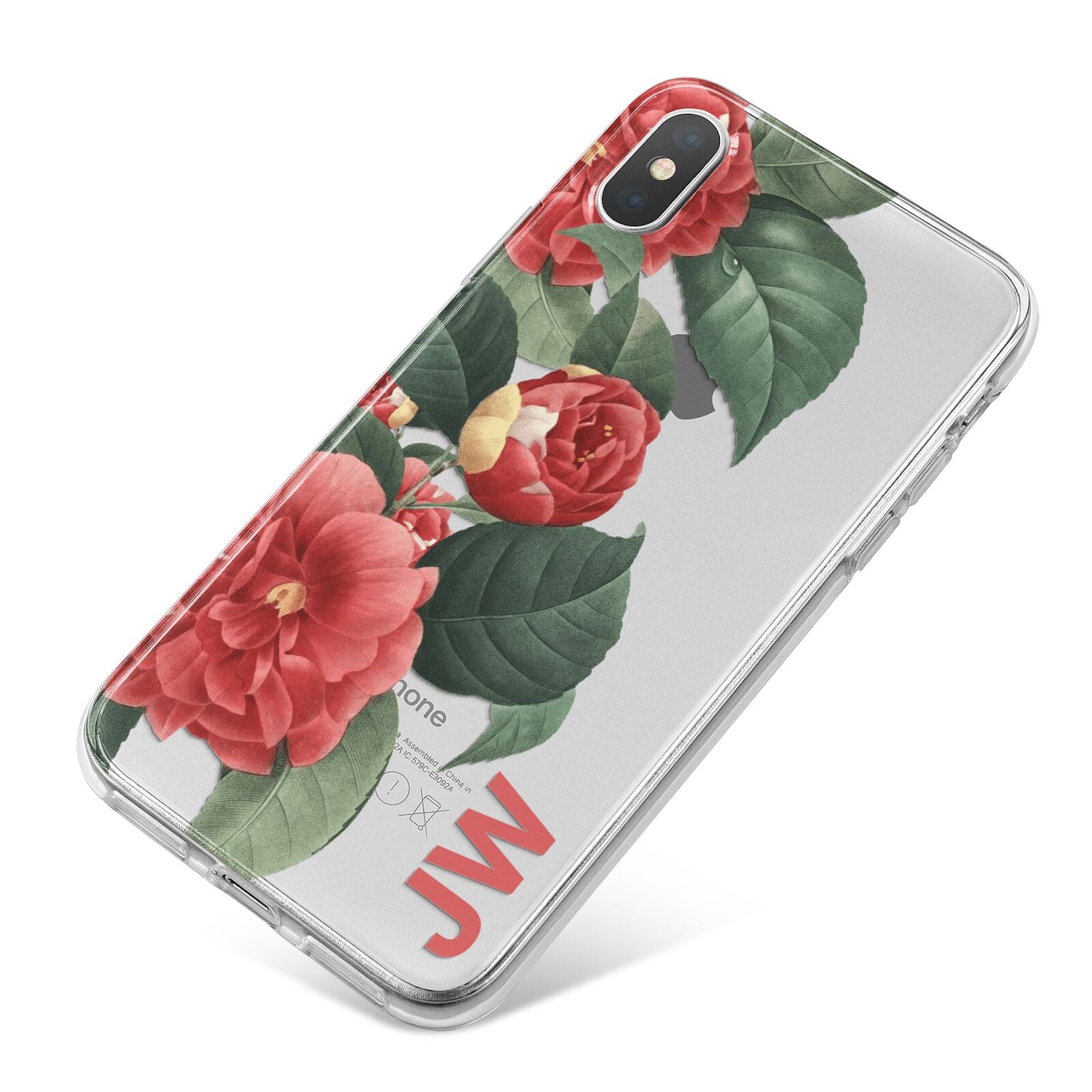 Vintage Personalised Flowers iPhone X Bumper Case on Silver iPhone