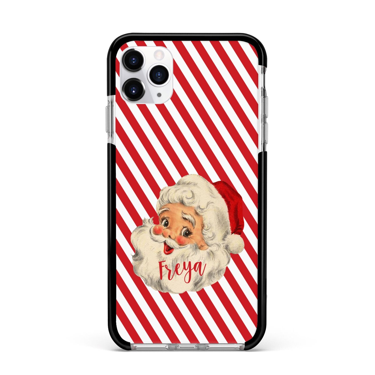 Vintage Santa Personalised Apple iPhone 11 Pro Max in Silver with Black Impact Case