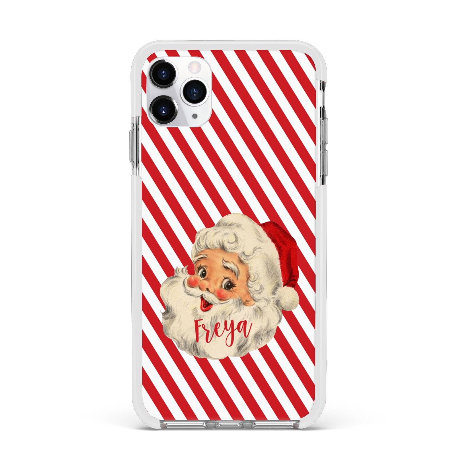 Vintage Santa Personalised Apple iPhone 11 Pro Max in Silver with White Impact Case