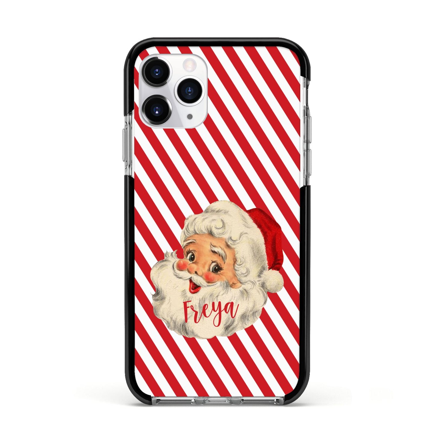 Vintage Santa Personalised Apple iPhone 11 Pro in Silver with Black Impact Case