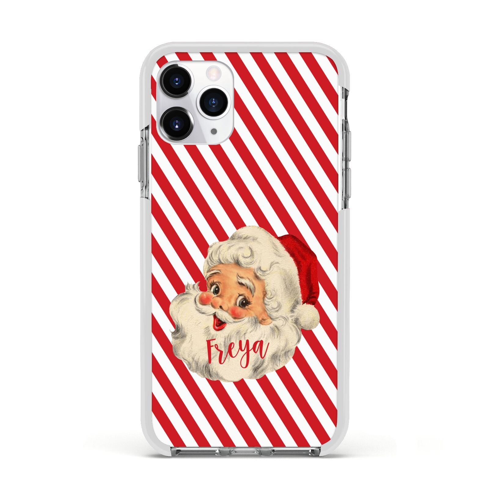 Vintage Santa Personalised Apple iPhone 11 Pro in Silver with White Impact Case