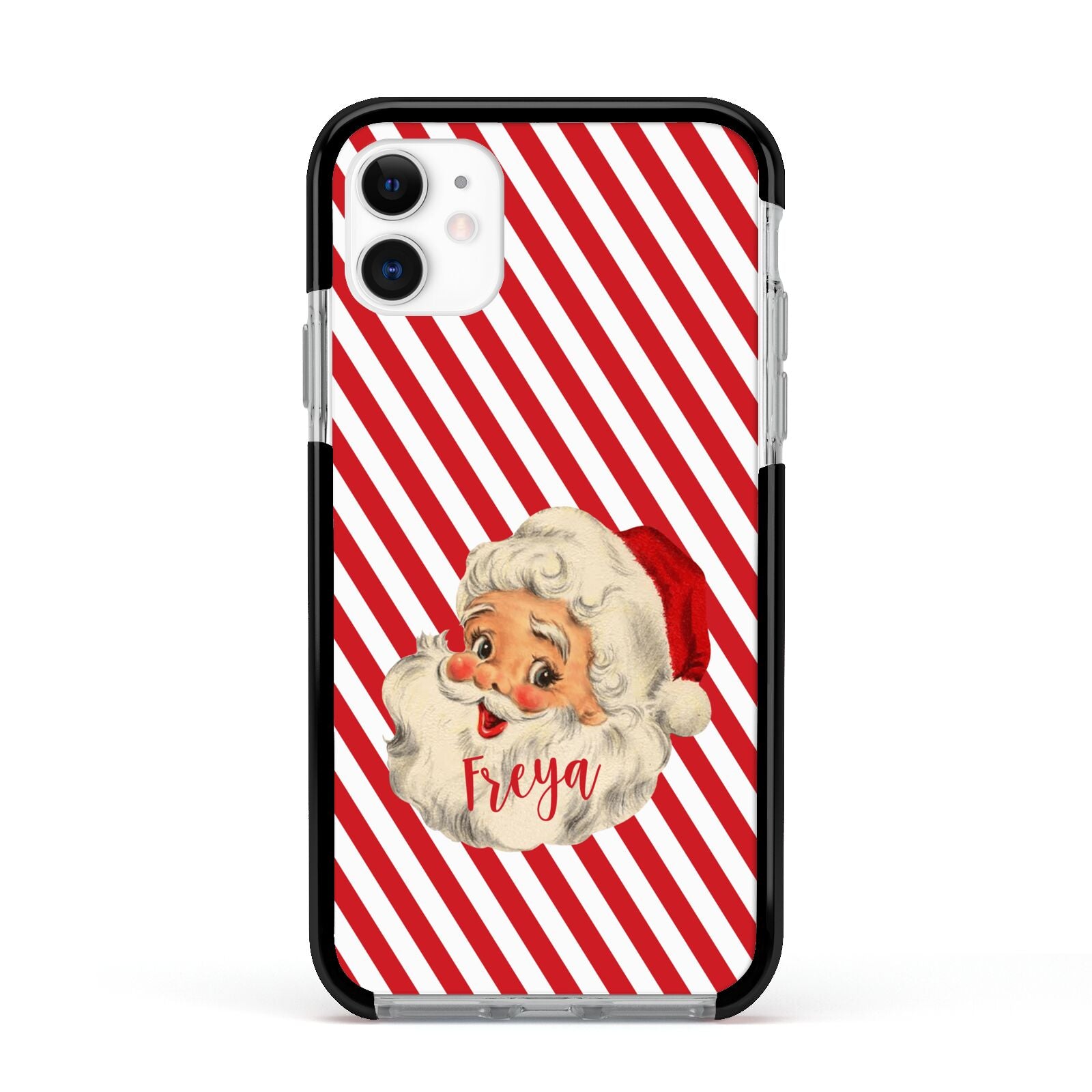Vintage Santa Personalised Apple iPhone 11 in White with Black Impact Case