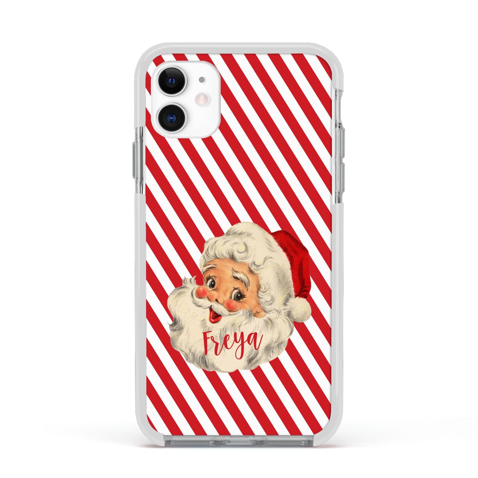 Vintage Santa Personalised Apple iPhone 11 in White with White Impact Case