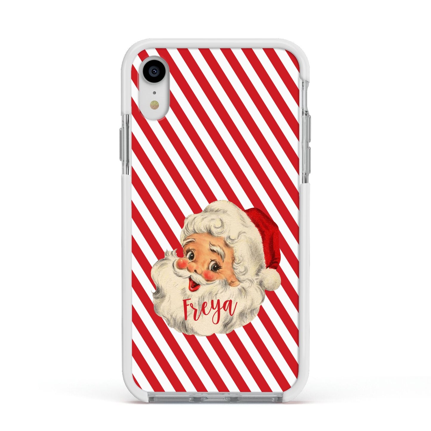 Vintage Santa Personalised Apple iPhone XR Impact Case White Edge on Silver Phone