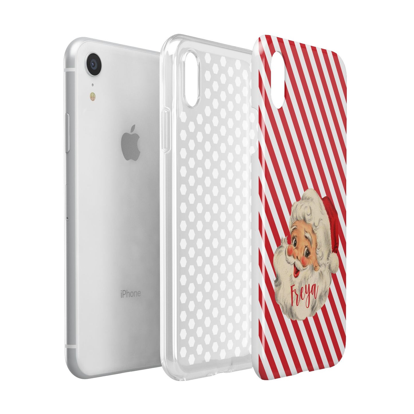 Vintage Santa Personalised Apple iPhone XR White 3D Tough Case Expanded view