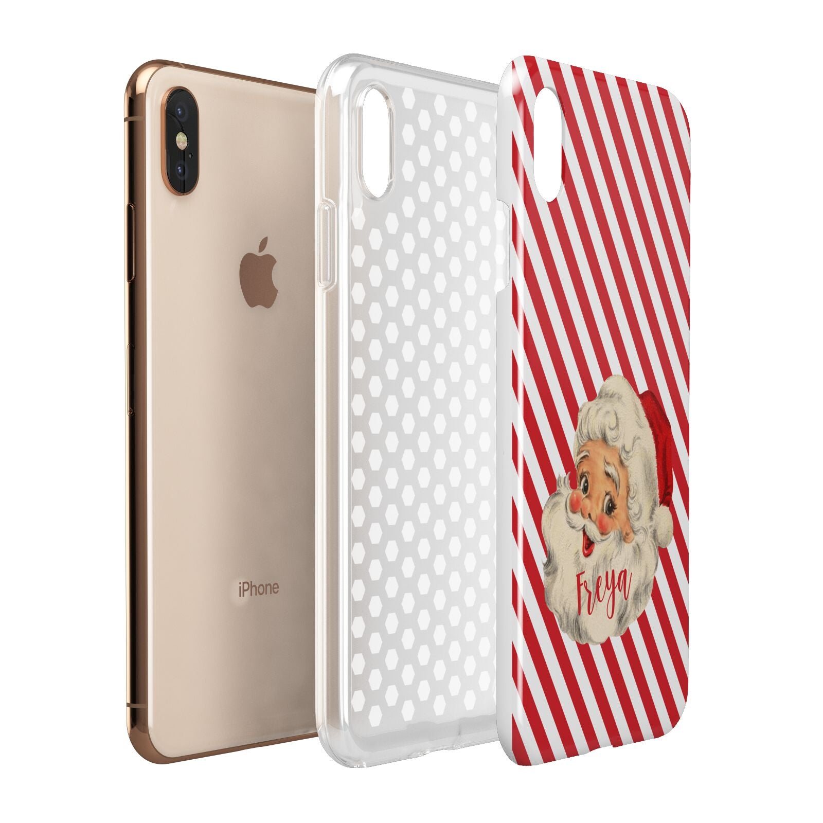Vintage Santa Personalised Apple iPhone Xs Max 3D Tough Case Expanded View
