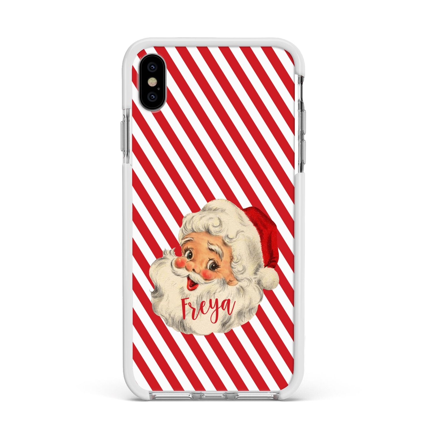 Vintage Santa Personalised Apple iPhone Xs Max Impact Case White Edge on Silver Phone