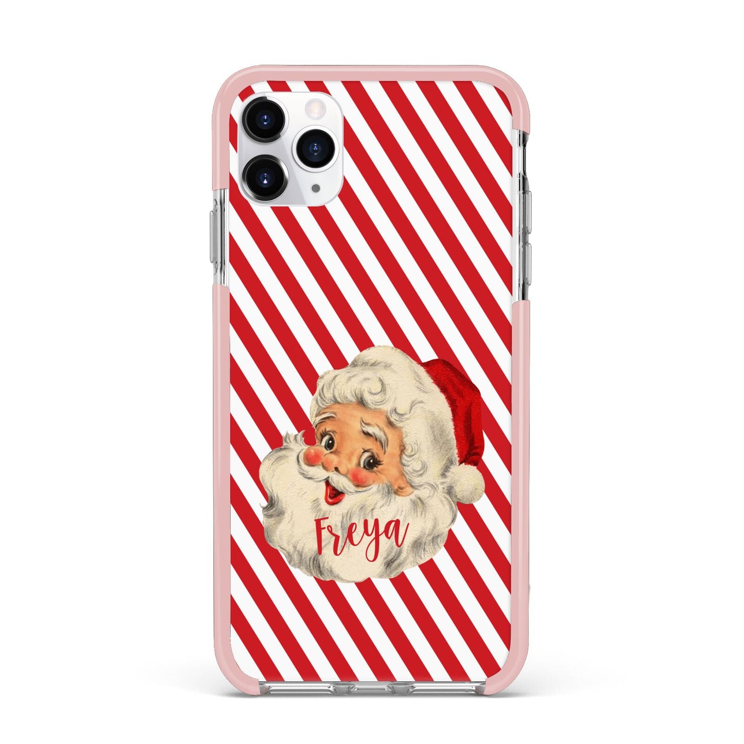 Vintage Santa Personalised iPhone 11 Pro Max Impact Pink Edge Case