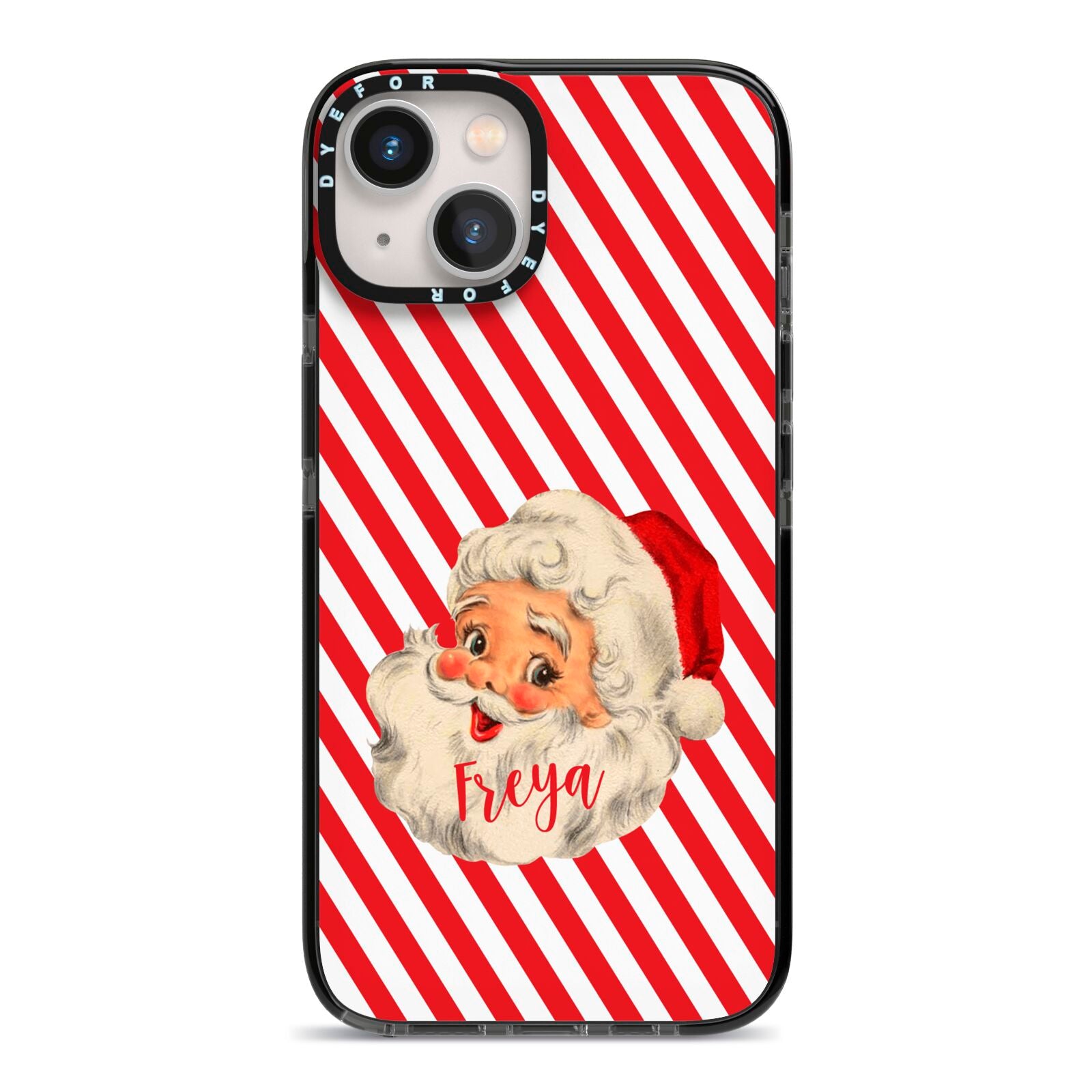 Vintage Santa Personalised iPhone 13 Black Impact Case on Silver phone