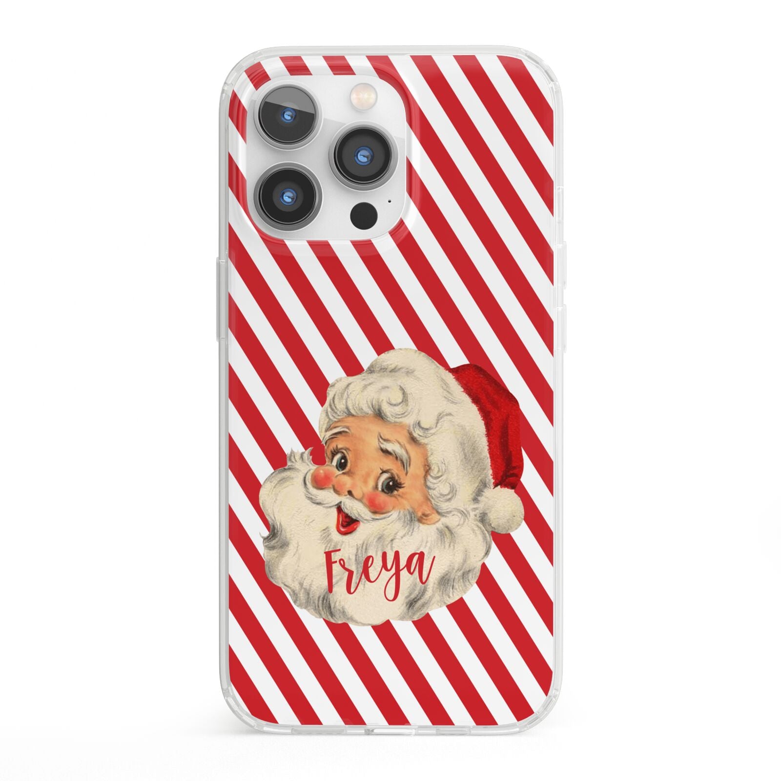 Vintage Santa Personalised iPhone 13 Pro Clear Bumper Case