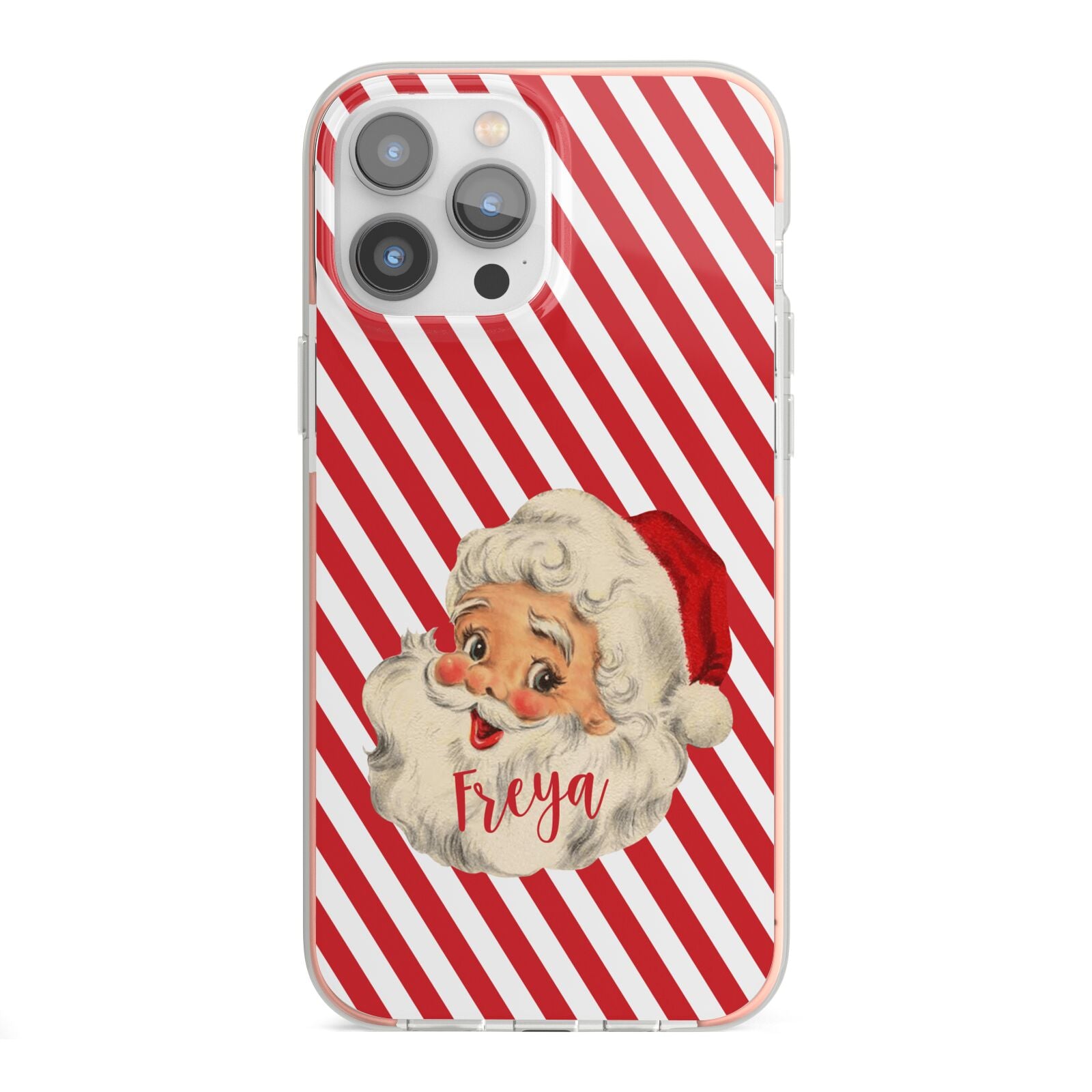 Vintage Santa Personalised iPhone 13 Pro Max TPU Impact Case with Pink Edges