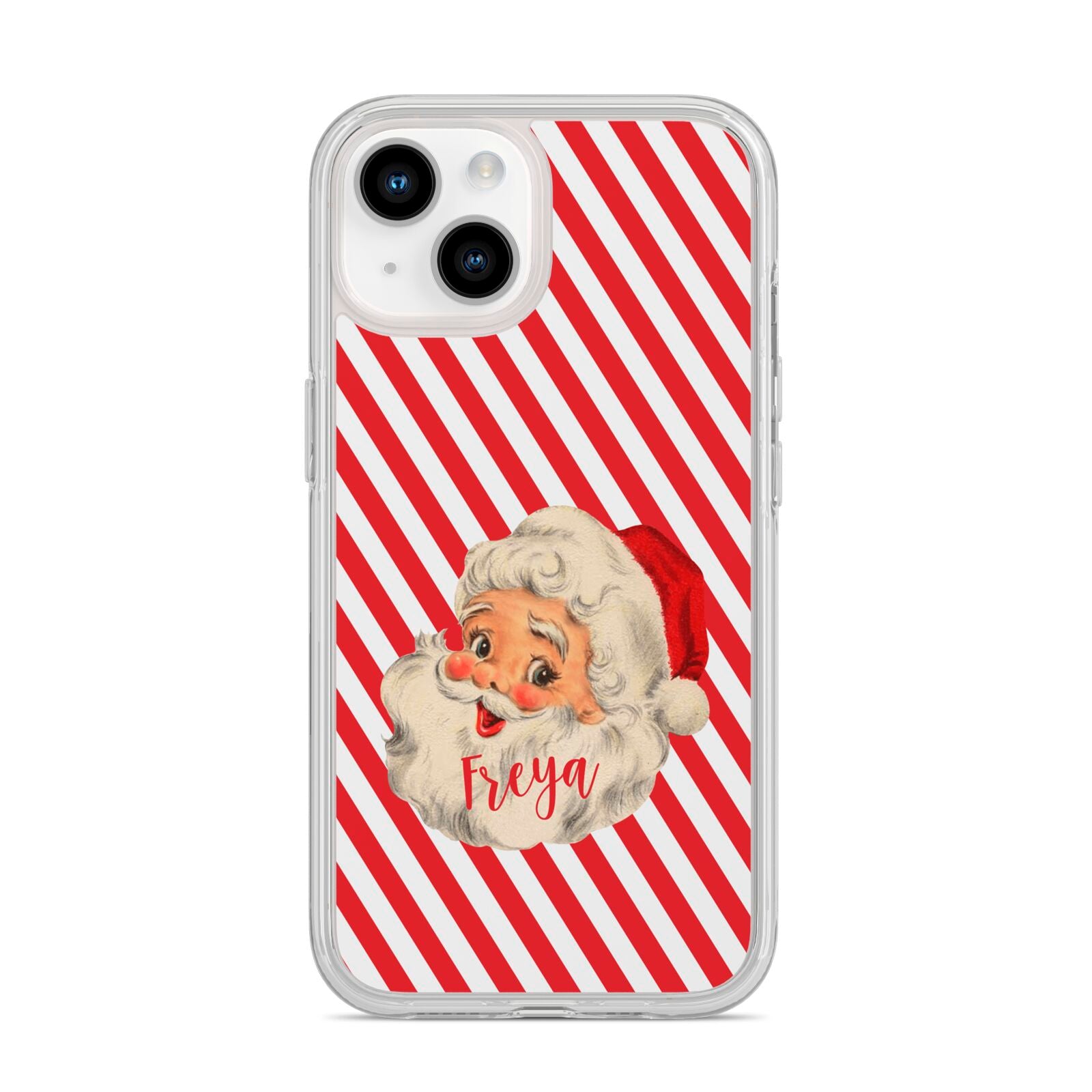 Vintage Santa Personalised iPhone 14 Clear Tough Case Starlight