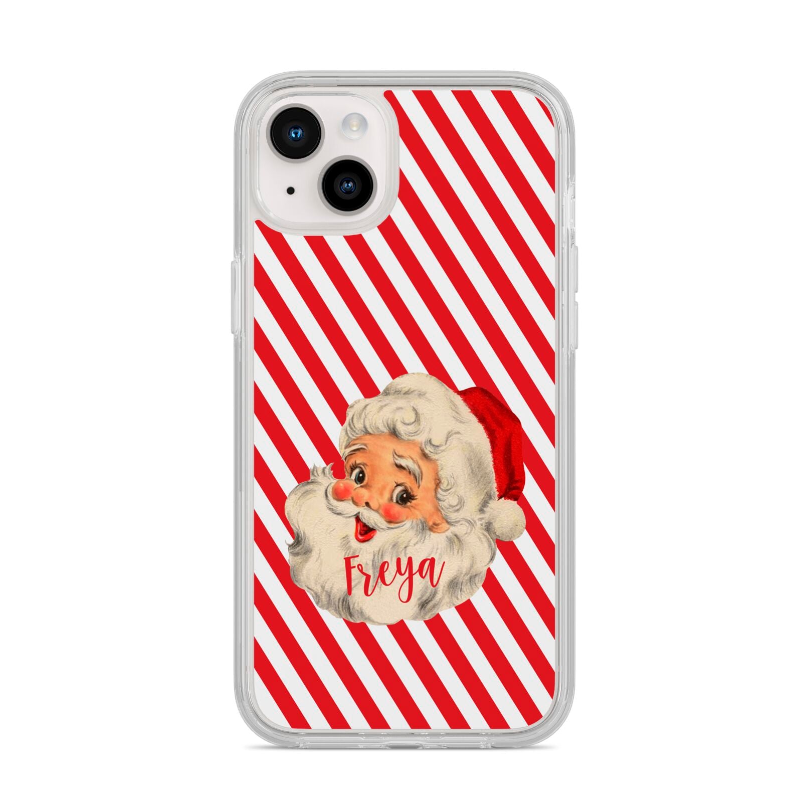 Vintage Santa Personalised iPhone 14 Plus Clear Tough Case Starlight