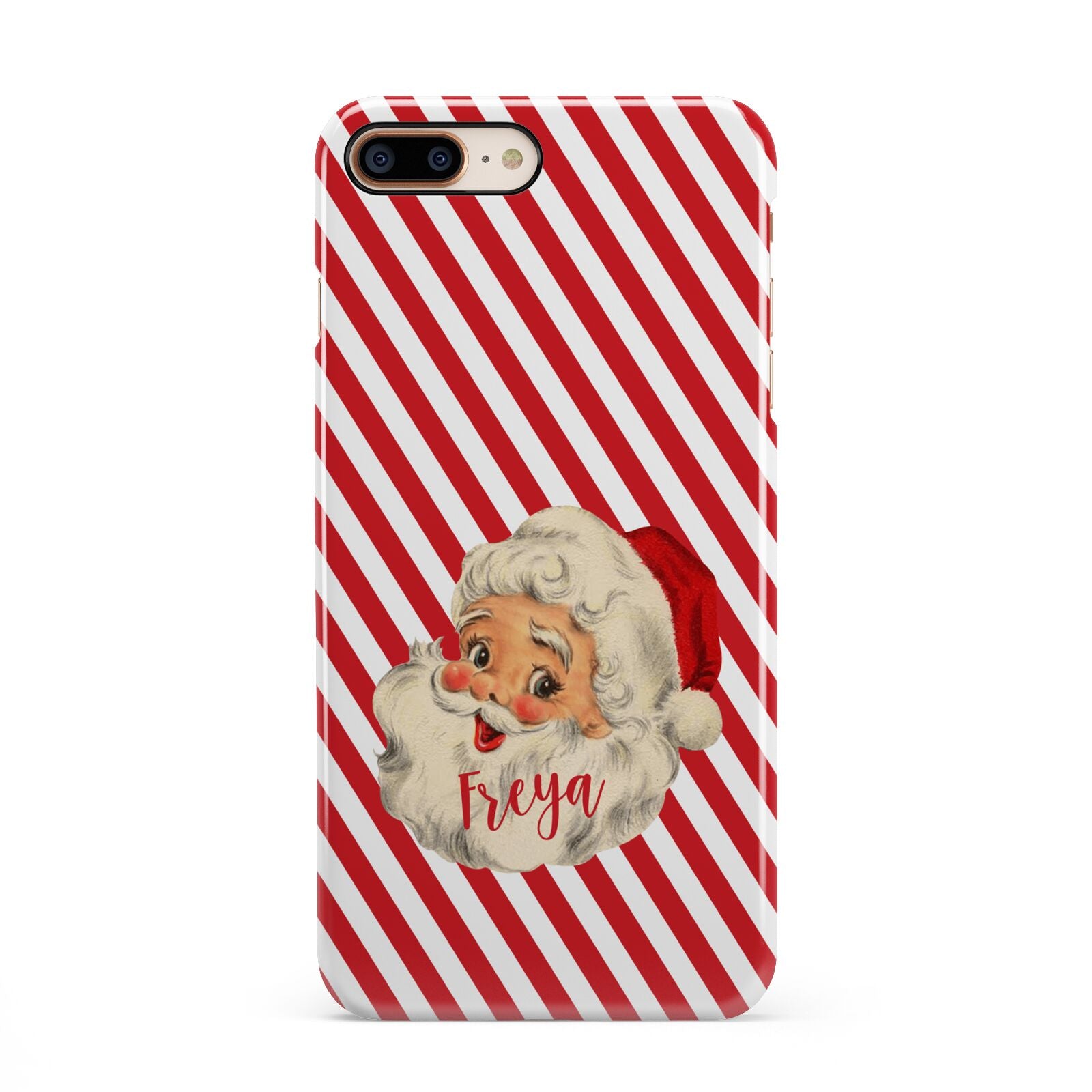 Vintage Santa Personalised iPhone 8 Plus 3D Snap Case on Gold Phone