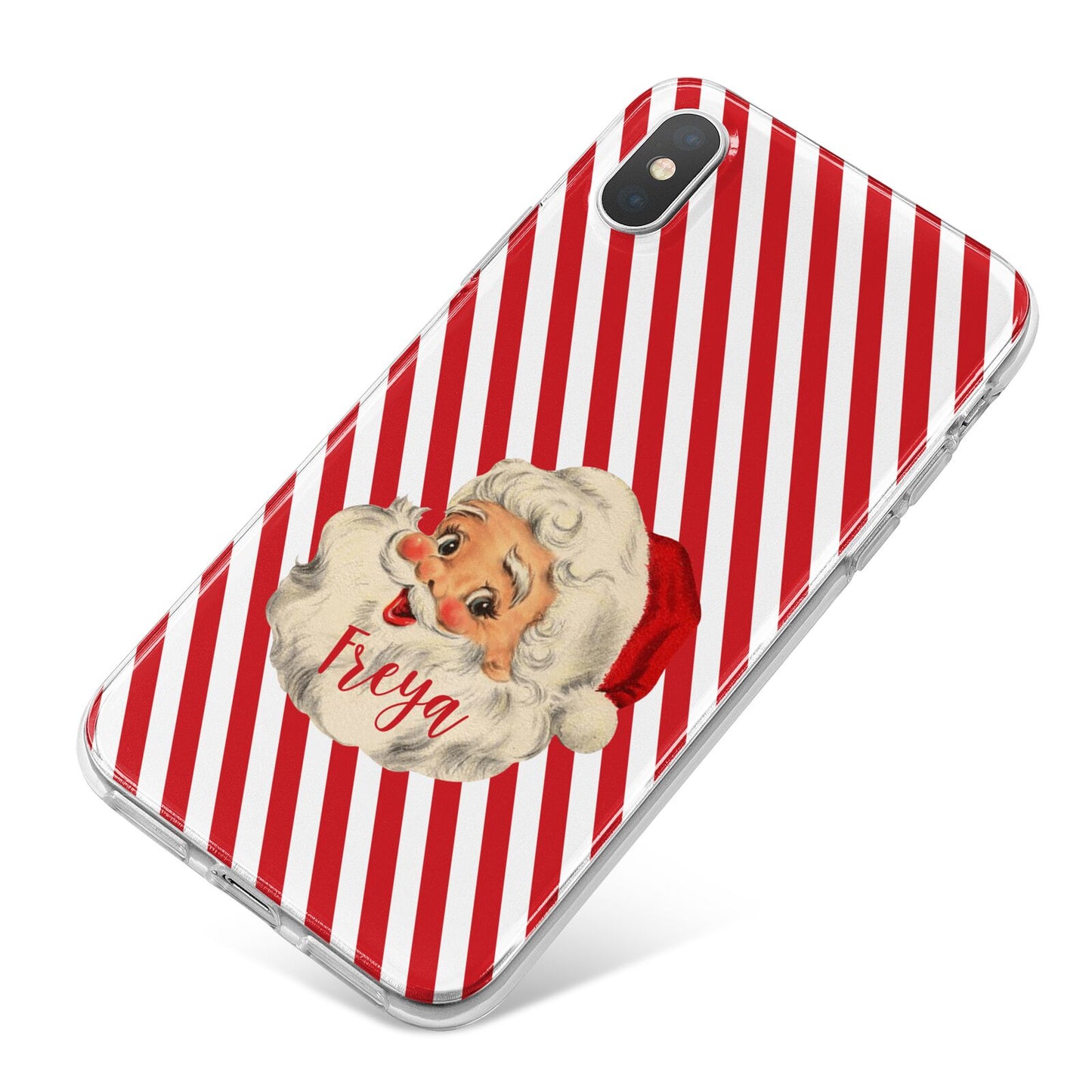 Vintage Santa Personalised iPhone X Bumper Case on Silver iPhone