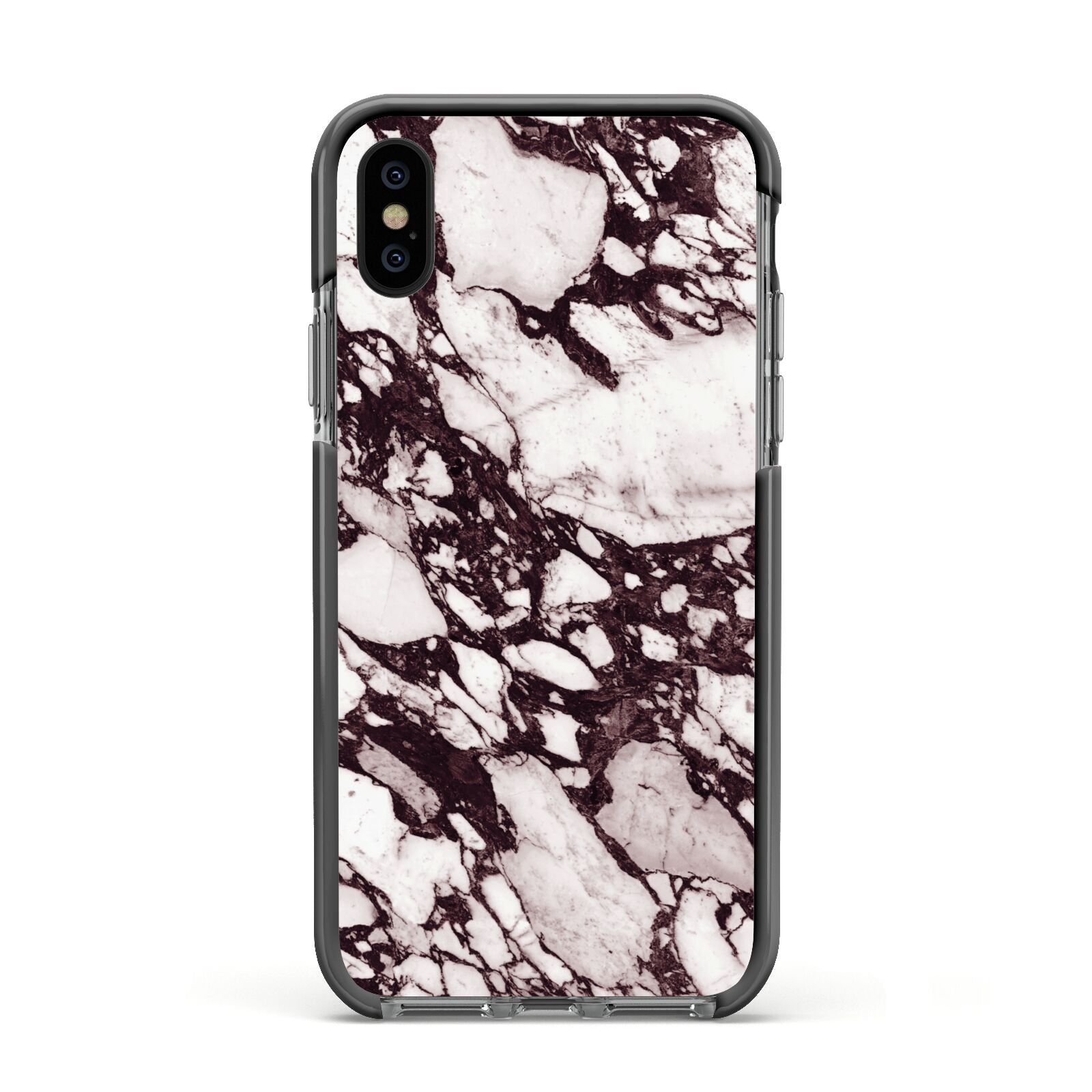 Viola Marble Apple iPhone Xs Impact Case Black Edge on Black Phone