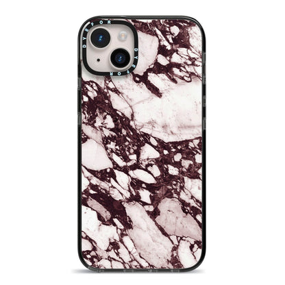 Viola Marble iPhone 14 Plus Black Impact Case on Silver phone