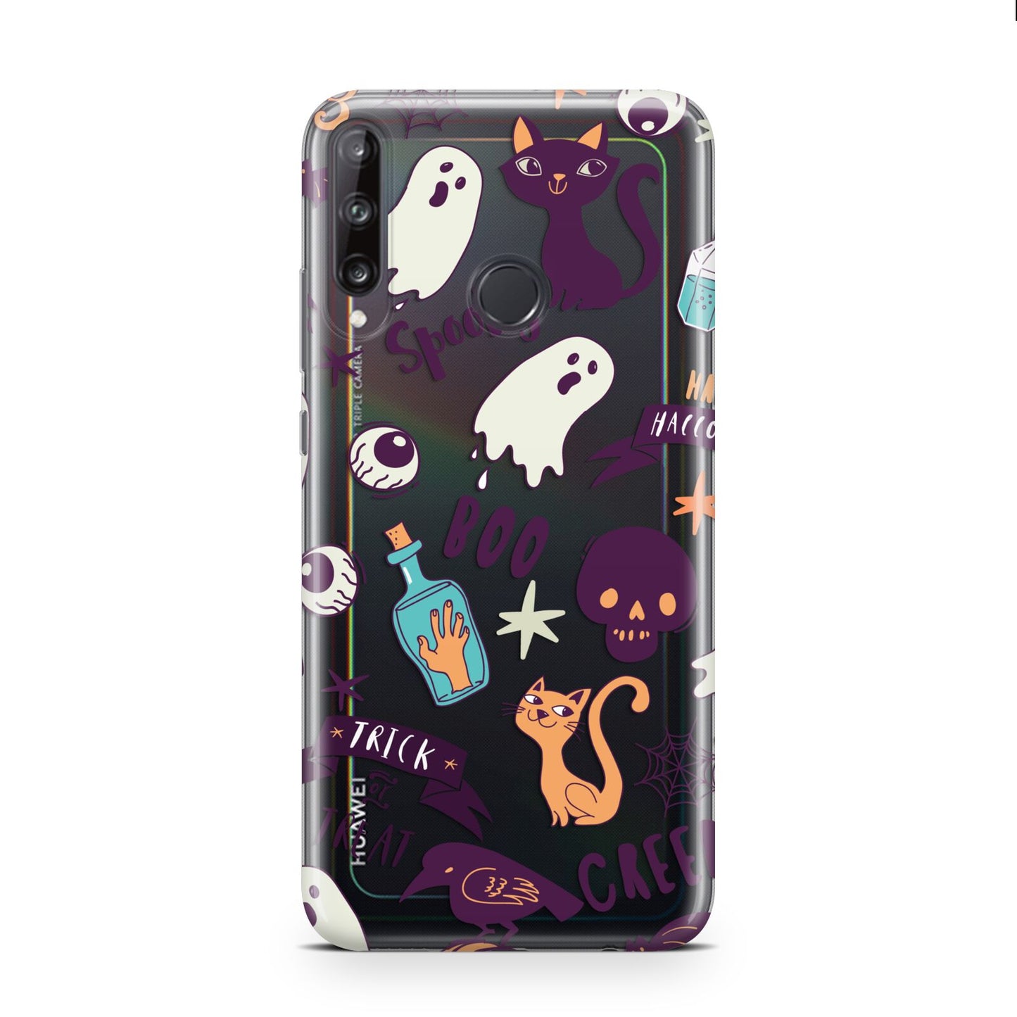 Wacky Purple and Orange Halloween Images Huawei P40 Lite E Phone Case