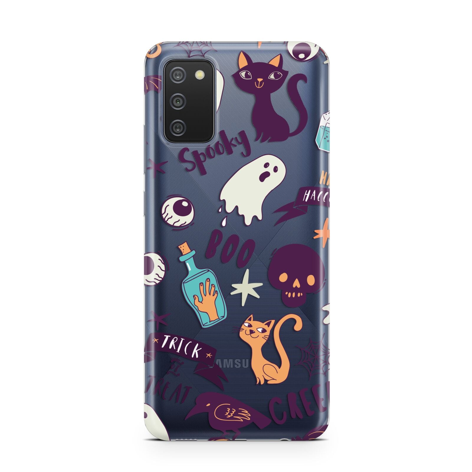 Wacky Purple and Orange Halloween Images Samsung A02s Case