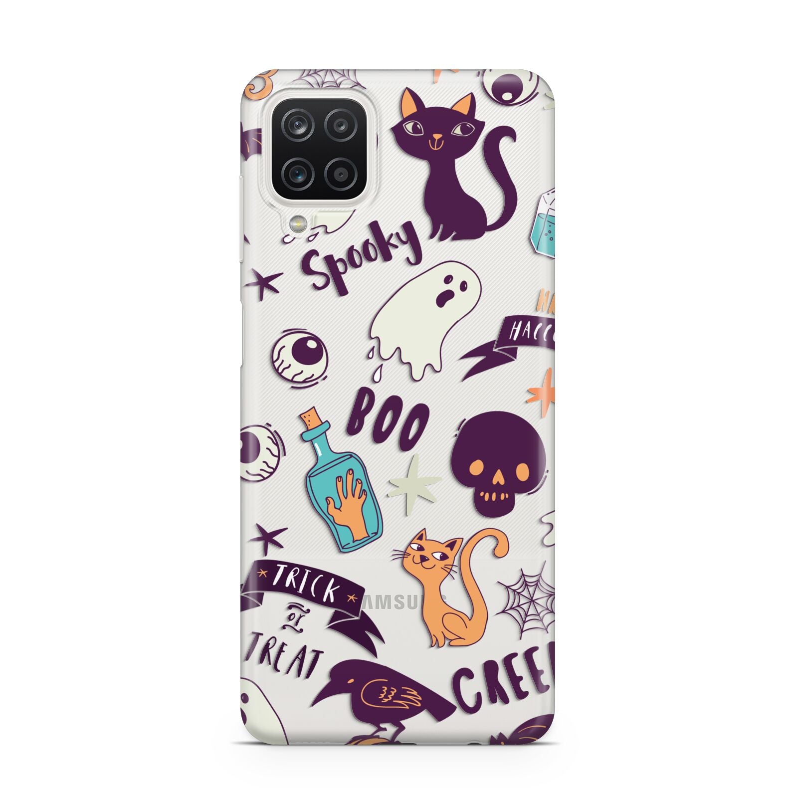 Wacky Purple and Orange Halloween Images Samsung A12 Case