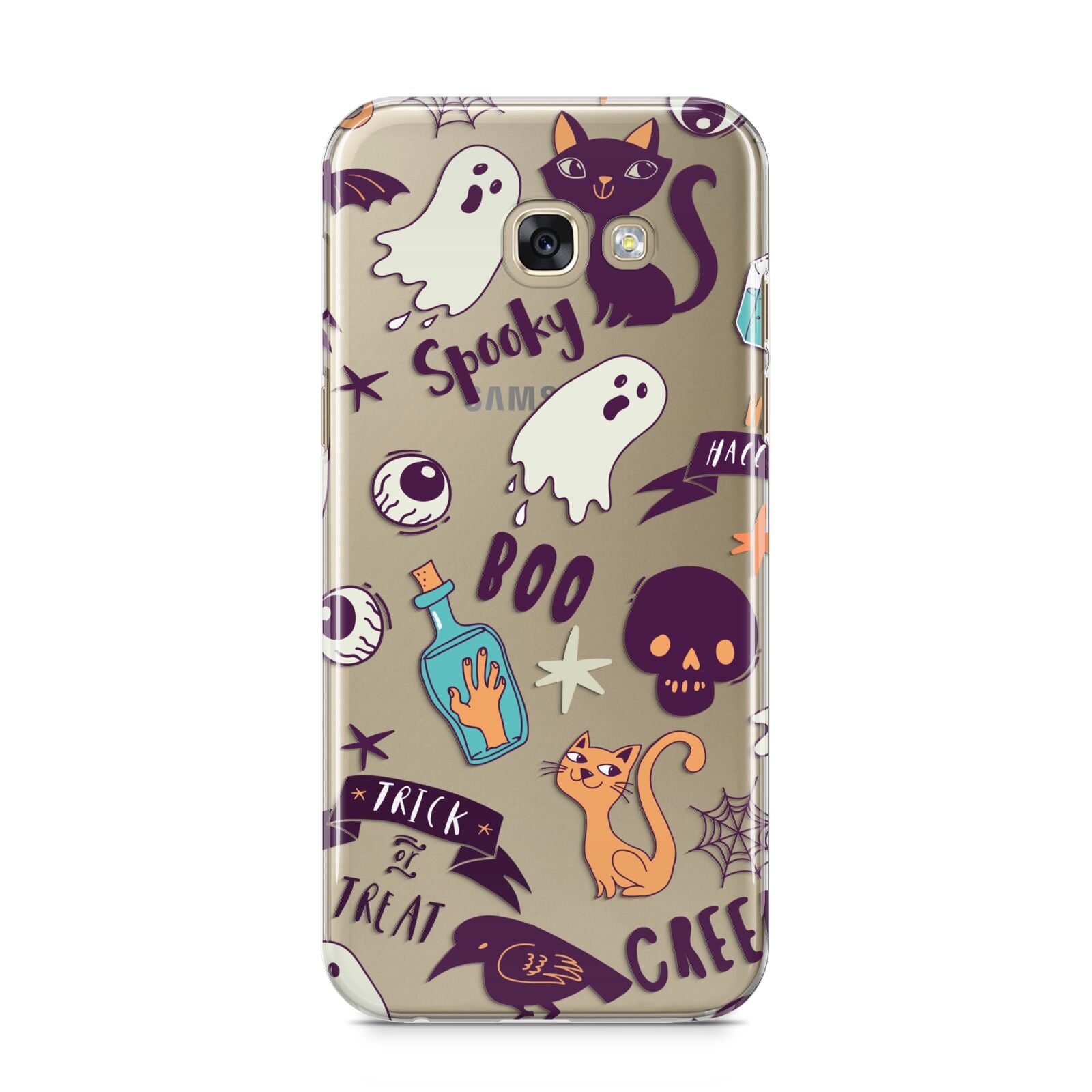 Wacky Purple and Orange Halloween Images Samsung Galaxy A5 2017 Case on gold phone