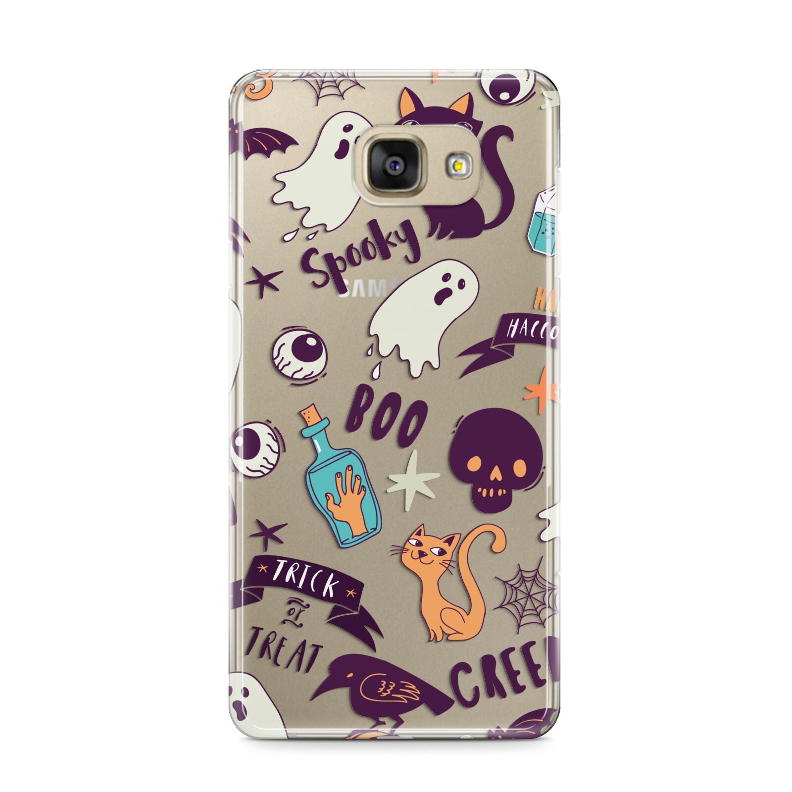 Wacky Purple and Orange Halloween Images Samsung Galaxy A9 2016 Case on gold phone