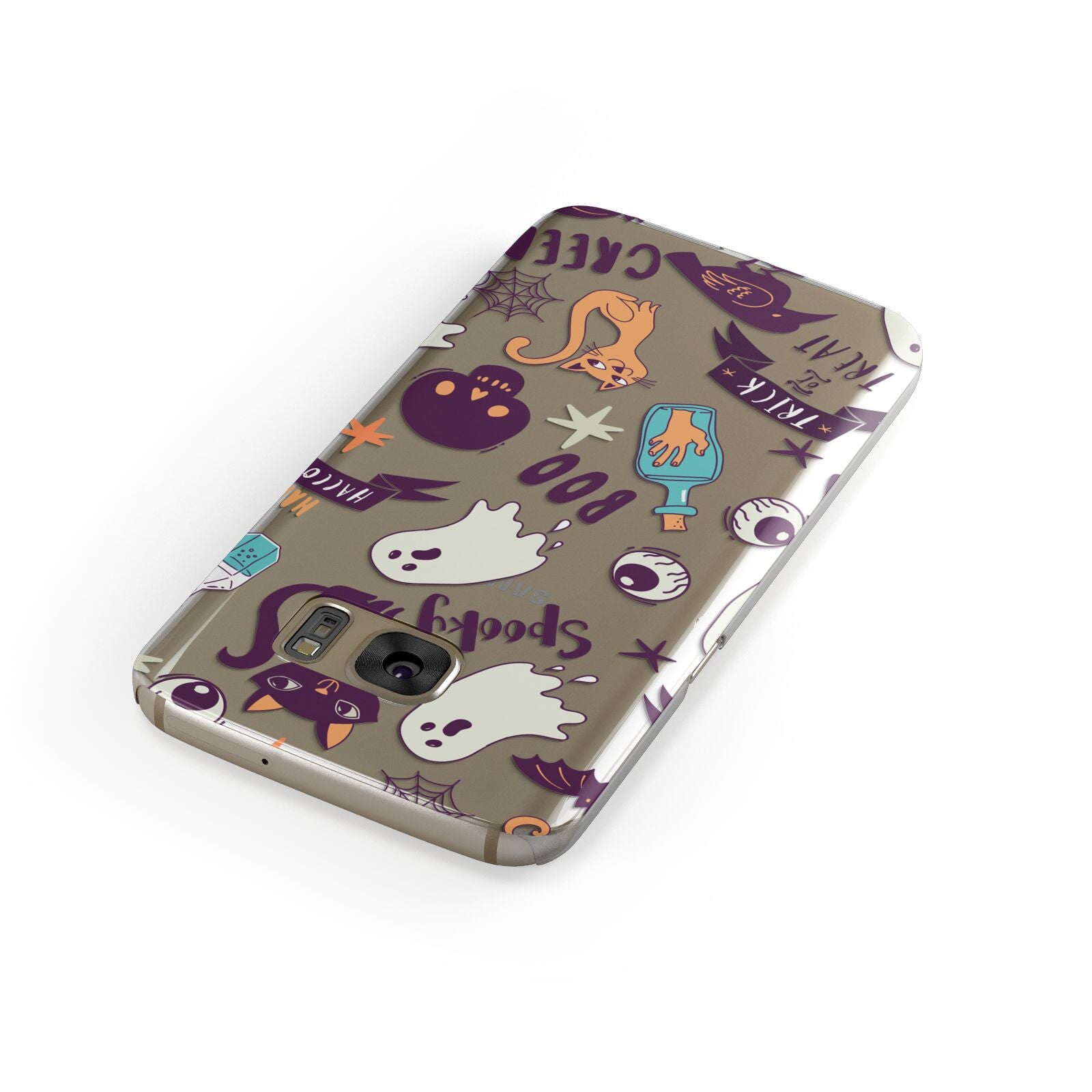 Wacky Purple and Orange Halloween Images Samsung Galaxy Case Front Close Up