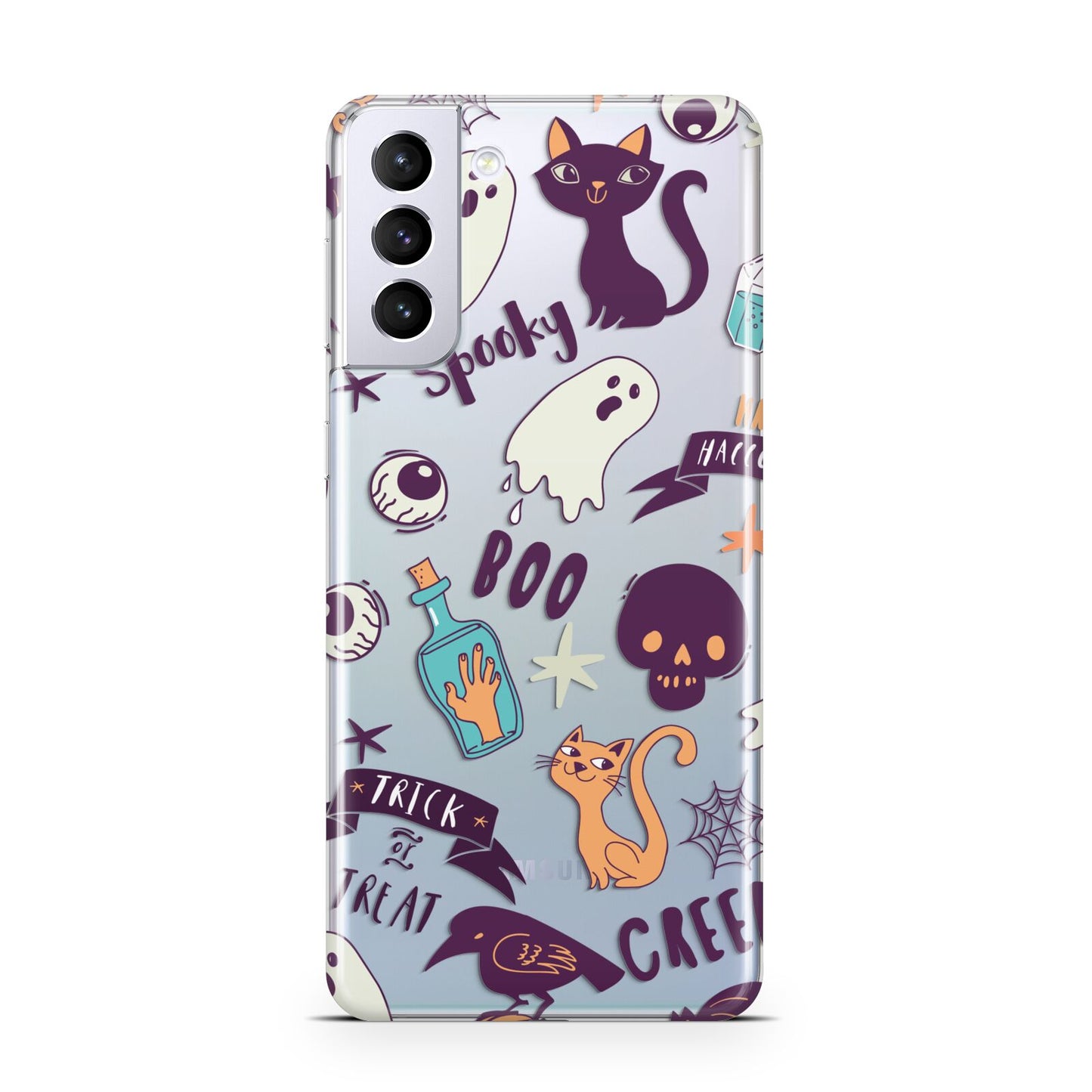 Wacky Purple and Orange Halloween Images Samsung S21 Plus Case