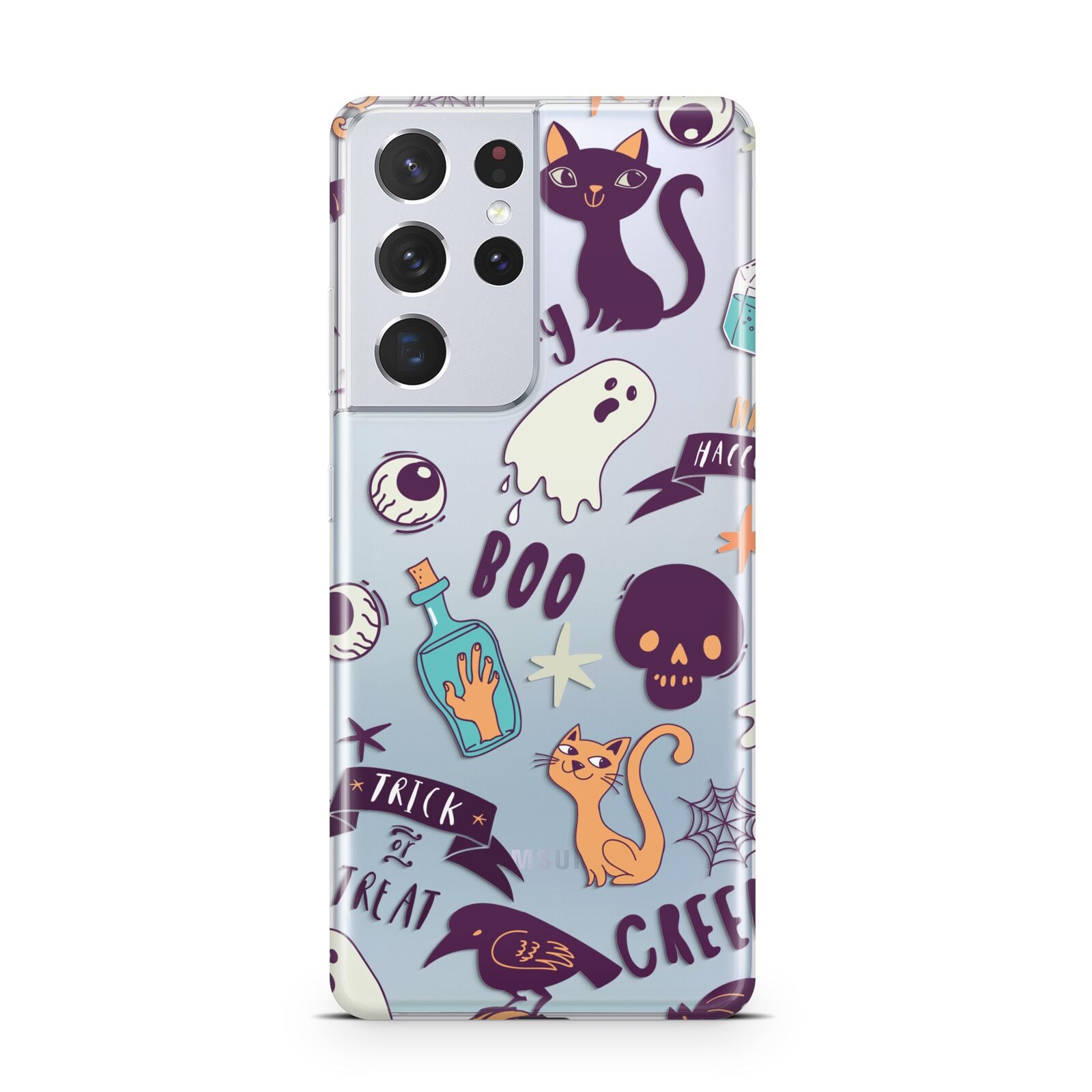 Wacky Purple and Orange Halloween Images Samsung S21 Ultra Case