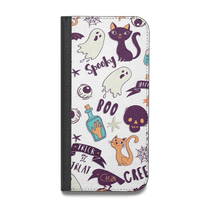 Wacky Purple and Orange Halloween Images Vegan Leather Flip Samsung Case