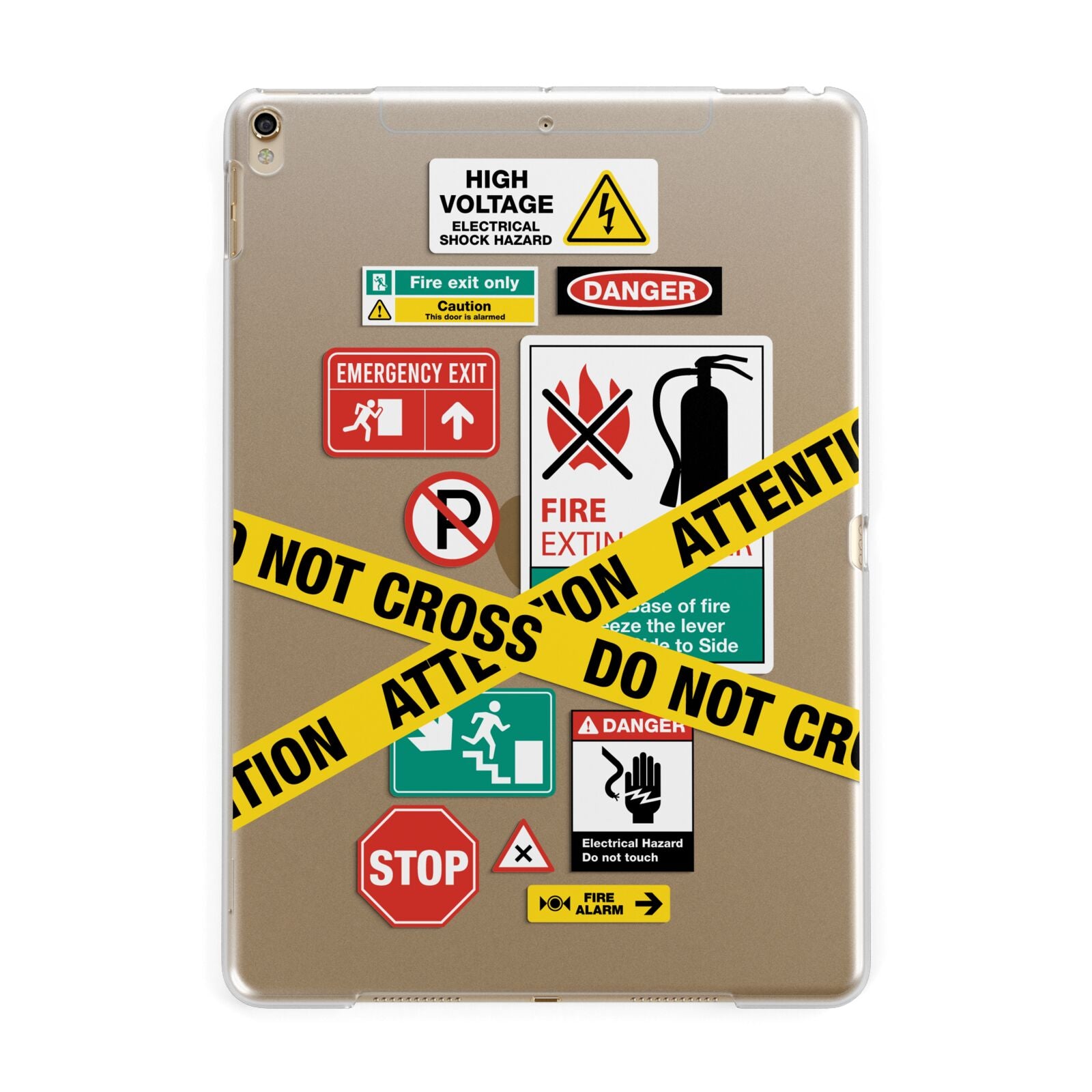 Warning Labels Apple iPad Gold Case