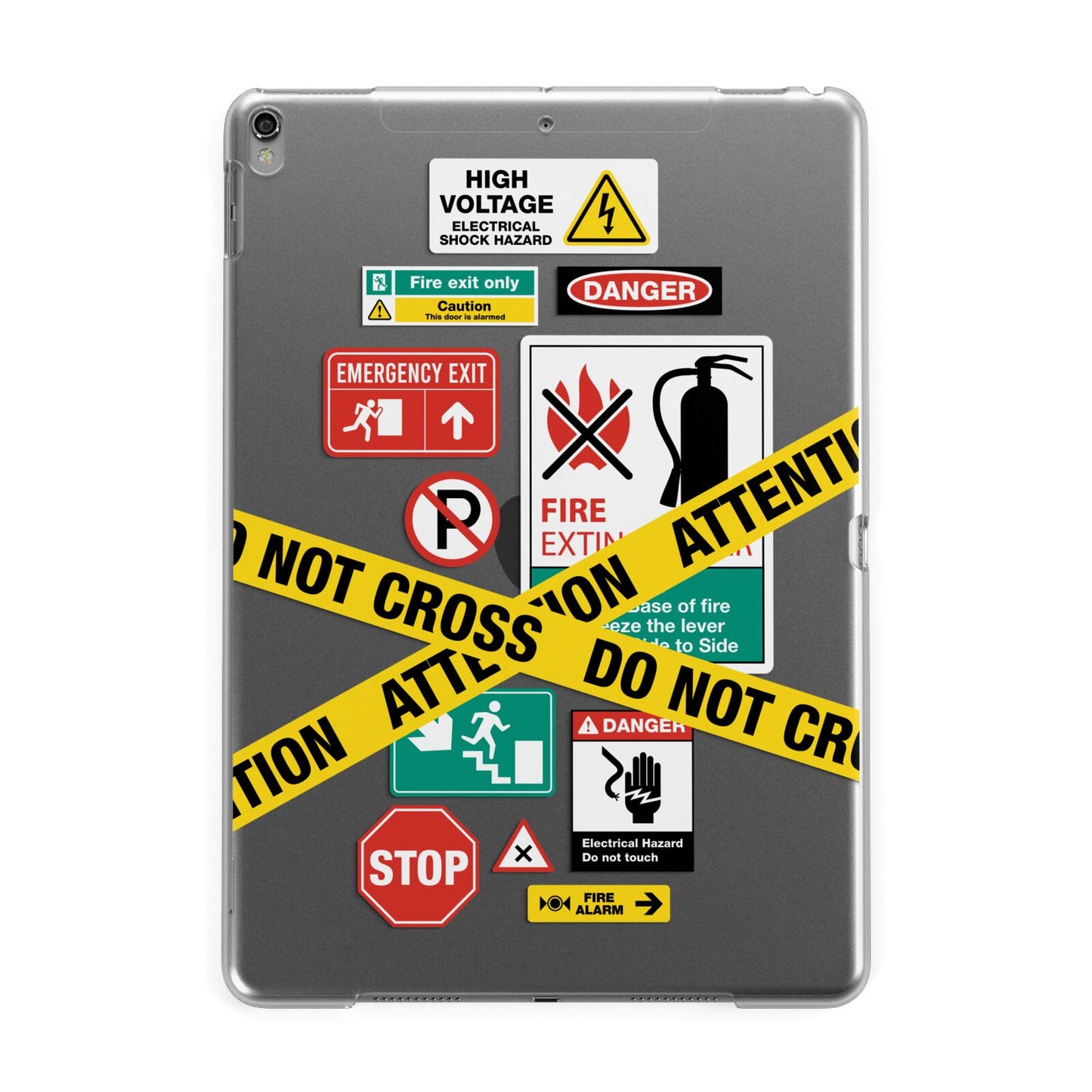 Warning Labels Apple iPad Grey Case